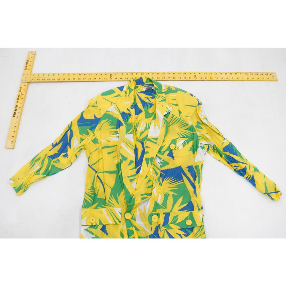 Vintage TAHARI 100% Rayon Tropical Leaf Coat Dress M/L - Picture 4 of 5